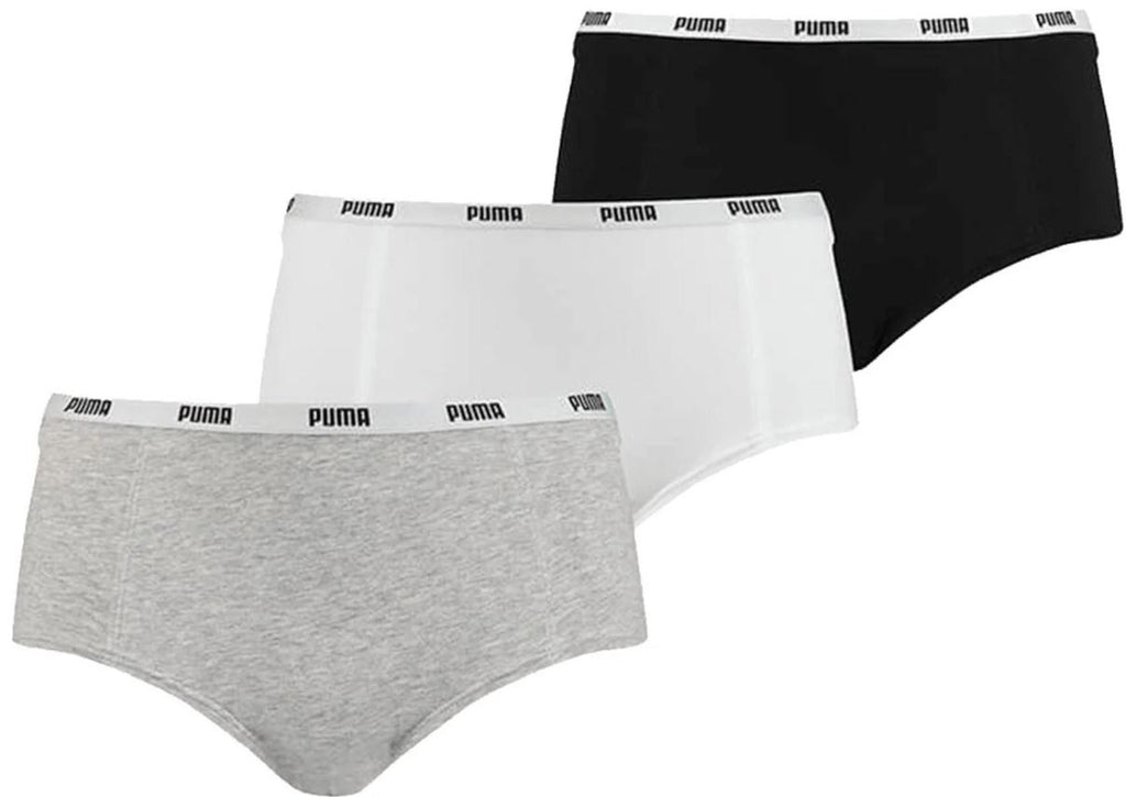 Women's Panties Puma Mini Short 3-Pack White-Grey-Black, Xs