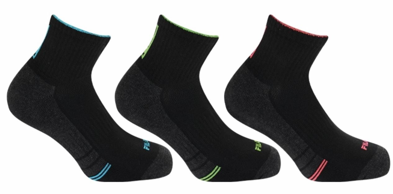 Fila 3-Pack Fitness Quarter Socks Black 39-42