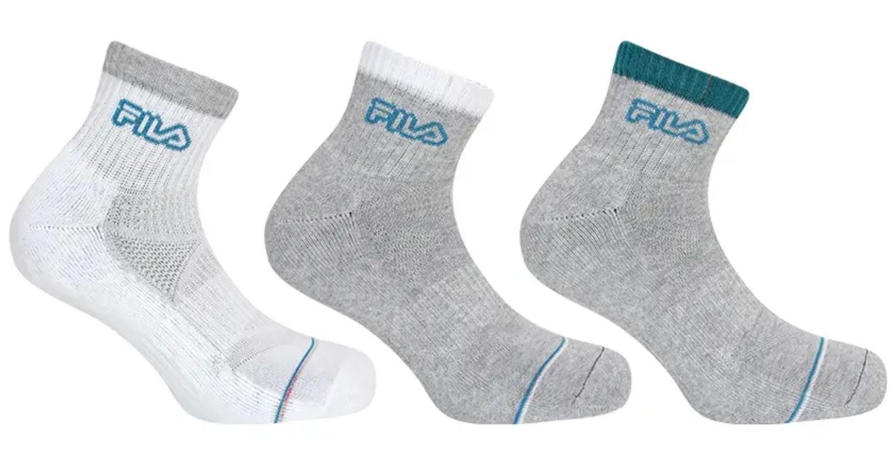 Fila 3-Pack Fitness Quarter Socks White-Grey 43-46