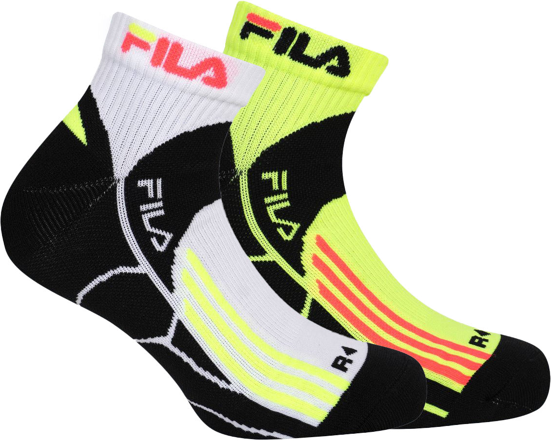 Fila 2-Pack Quarter Running Socks Wht-Yel-Fluo 35-38