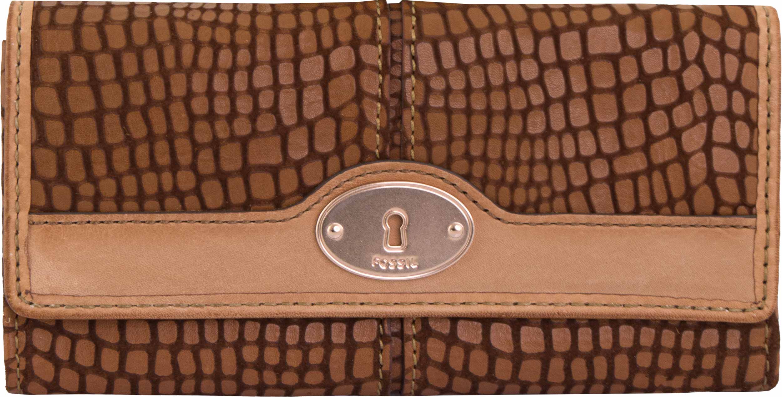 Women's Wallet Fossil Wmns Leather Wallet Maddox Embossed Flap Clutc,